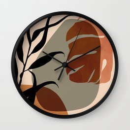 Mid Century Modern Abstract Leaves Wall Clock