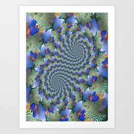 Blue Green Fish Loxodromes Art Print