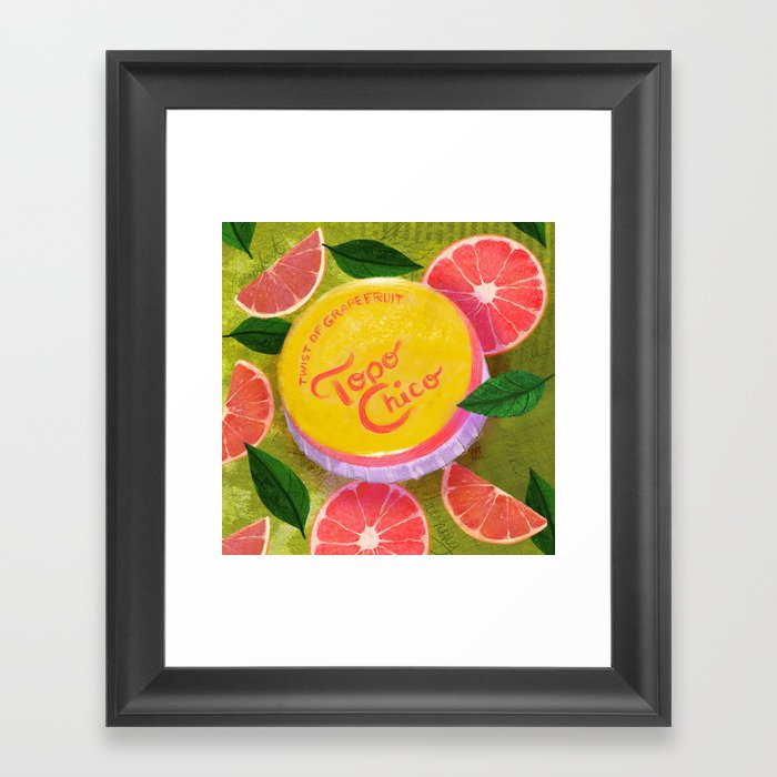 Grapefruit Topo Art Framed Art Print