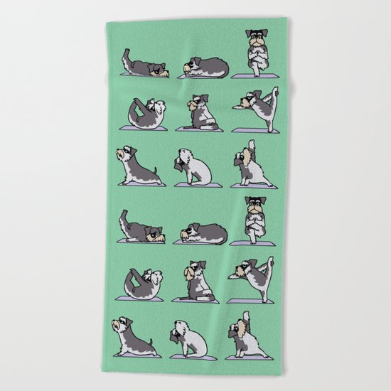 Miniature Schnauzer yoga Beach Towel