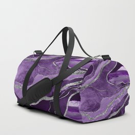 Purple Marble Agate Silver Glitter Glam #1 (Faux Glitter) #decor #art #society6 Duffle Bag