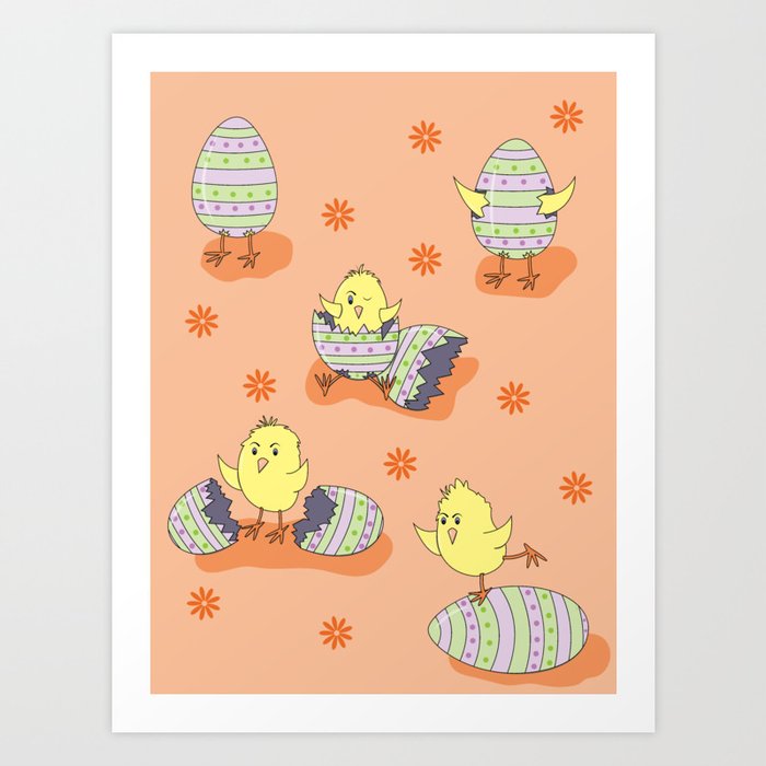 Cute Little Chicks Easter Pattern Art Print