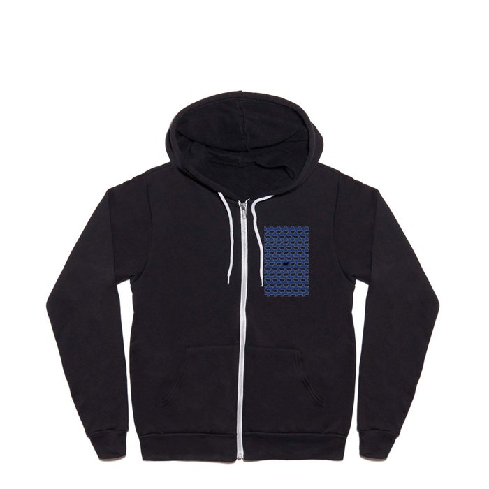 Black Sheep Pattern Blue Full Zip Hoodie