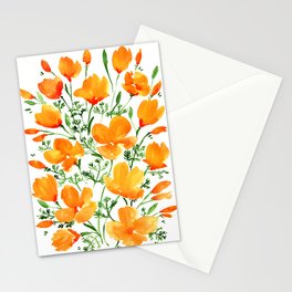 Watercolor California poppies Stationery Card
