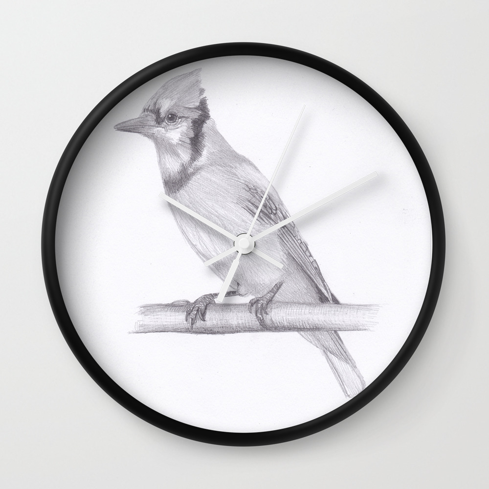 Blue Jay Drawing Wall Clock By Moii Arts Society6 Blue Jay Drawing Wall Clock By Moii Arts Society6