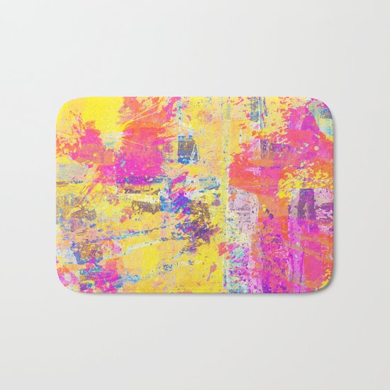 Always Look On The Bright Side - Abstract, textured painting Bath Mat