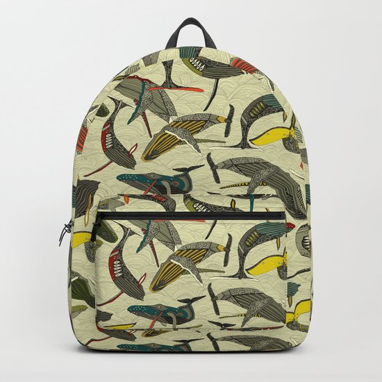 whales and waves bold Backpack