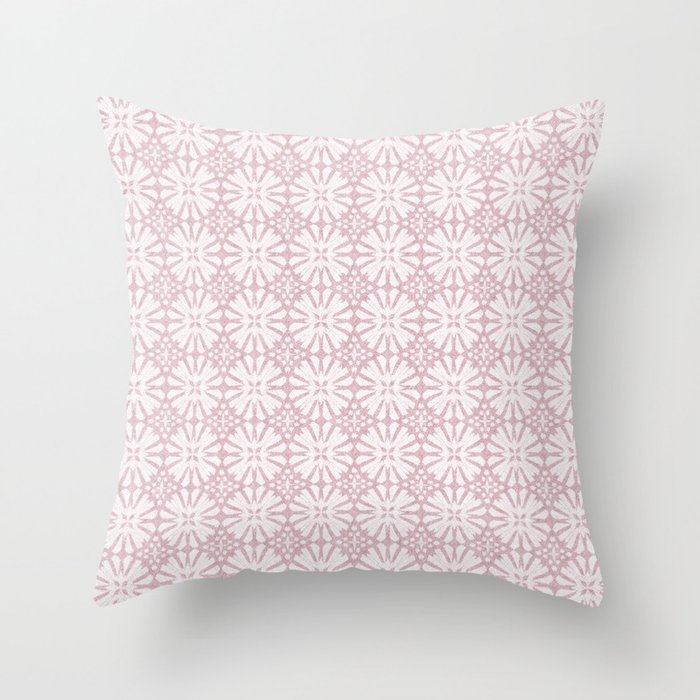 Nappy Faux Velvet Medallion Pattern in Pale Pink Throw Pillow