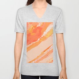 Orange Lava Earth Rocky Layers Abstract Artwork V Neck T Shirt