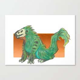A Feathery Green Monster Canvas Print