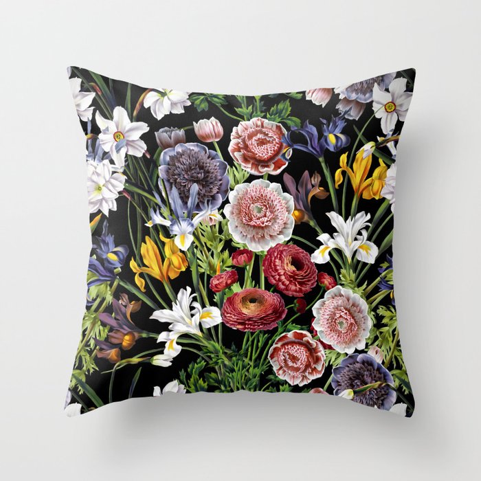 Vintage & Shabby Chic - Lush baroque flower pattern Throw Pillow