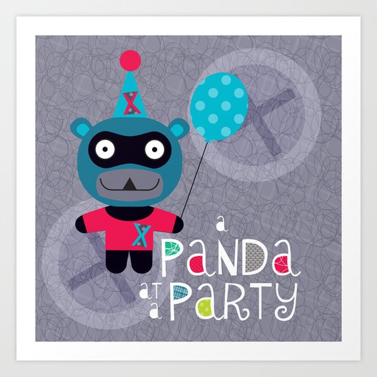 Party Panda (grey) Art Print