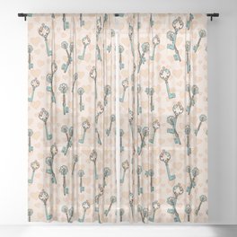 Cute Valentines Day Key Pattern Lover Sheer Curtain