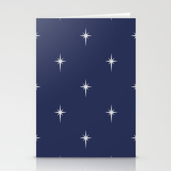 Large Christmas Faux Silver Foil Star in Midnight Blue Stationery Cards