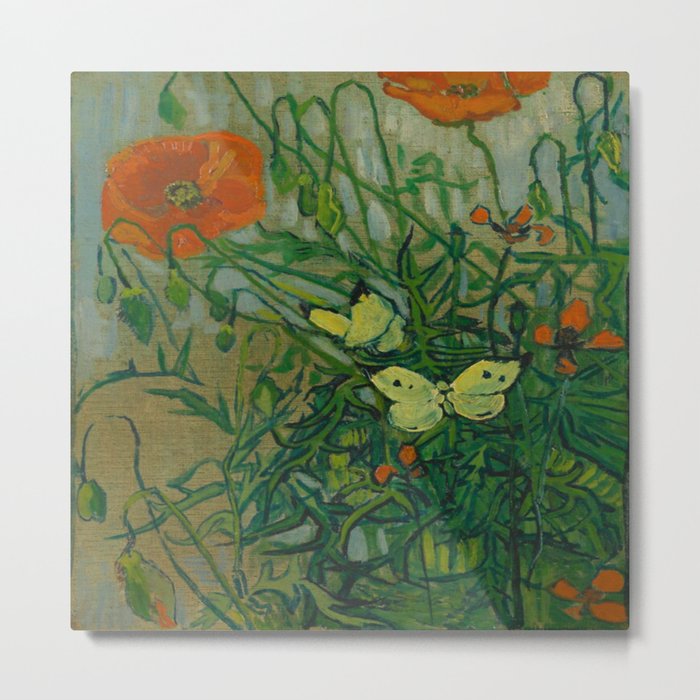 Vincent Van Gogh, Butterflies and poppies Metal Print