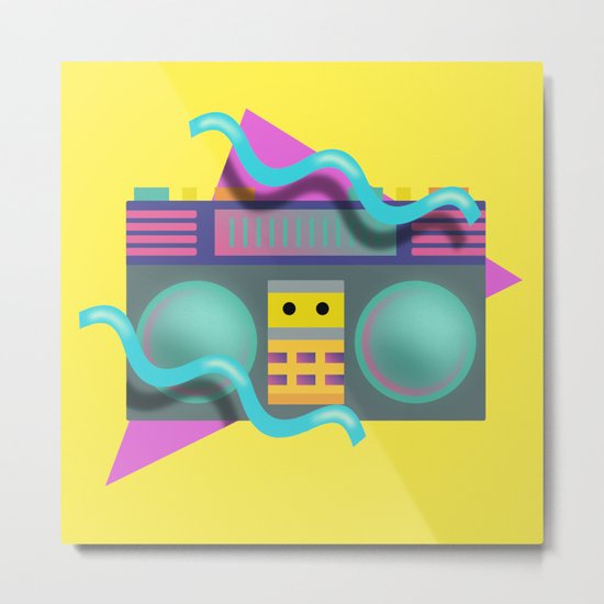 Retro Eighties Boom Box Graphic Metal Print