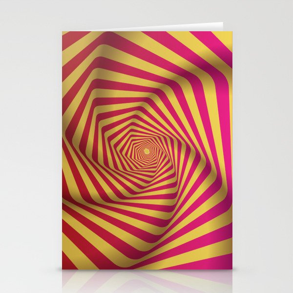 Pink & Gold Color Psychedelic Design Stationery Cards
