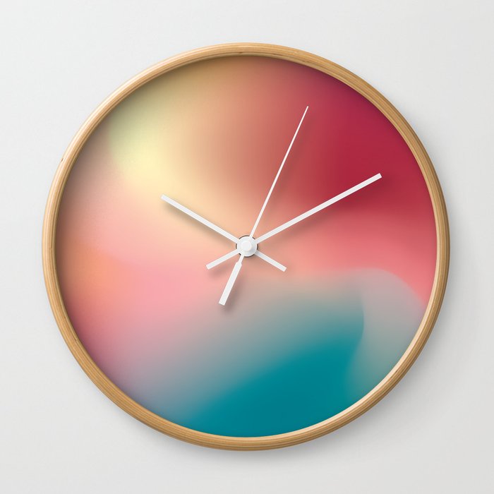 Fruit Smoothie Teal/Pink Gradient Mesh Wall Clock
