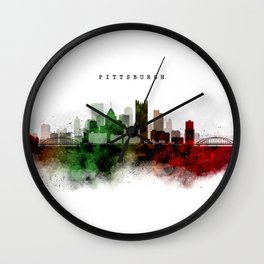 Pittsburgh Watercolor Skyline Wall Clock | Oilpaintingskyline, Cityscape, Pittsburghwallart, Pittsburghskyline, Silhouettecity, Pittsburghposter, Digital, Pittsburgh, Pittsburghoil, Graphicdesign 