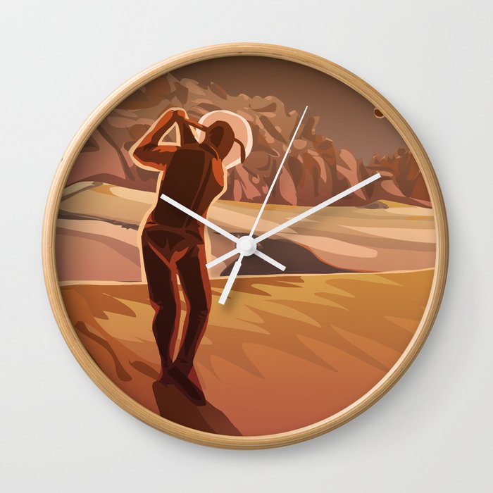 Golfing on Mars Wall Clock