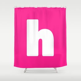 h (White & Dark Pink Letter) Shower Curtain