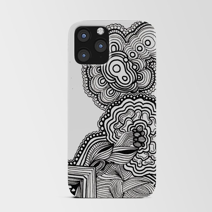 Black and White Flower Brain iPhone Card Case