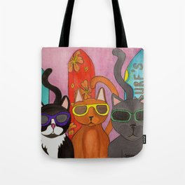 Surfing cats with their surfboards Tote Bag