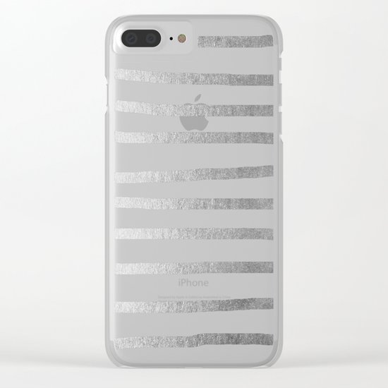 Simply Drawn Stripes Moonlight Silver Clear iPhone Case