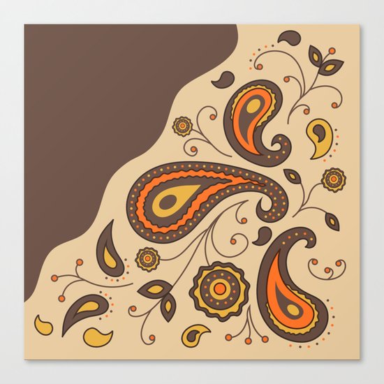 Paisley Brown Pattern Canvas Print