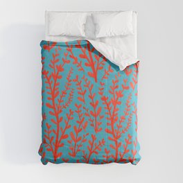 Turquoise and Red Leaves Pattern Comforter