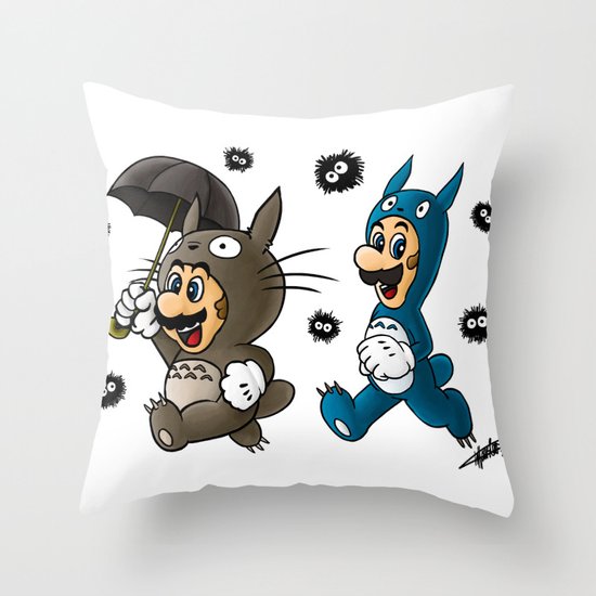 Super Totoro Bros. Alternative Throw Pillow