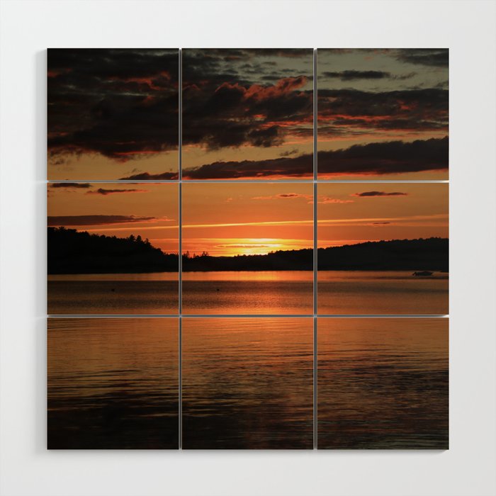 Beautiful Sunset over Lake Willoughby, Westmore, Vermont Wood Wall Art