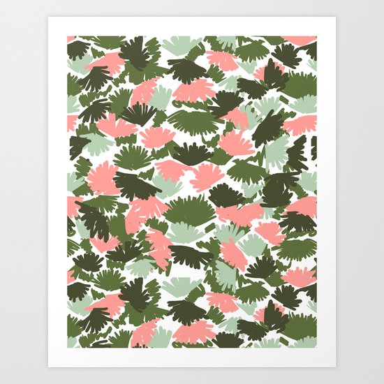 Flowers pastel pink painting watercolor abstract minimal gender neutral florals nursery baby kids Art Print