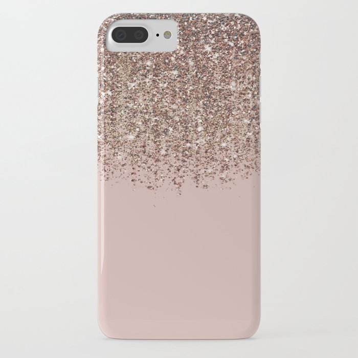 blush pink rose gold bronze cascading glitter iphone case