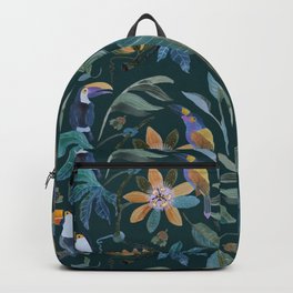 Pattern with toucans and passiflora 3 Backpack