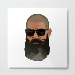 Hipster man with beard and sunglasses Metal Print