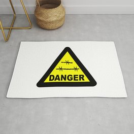 Triangle Barbed Wire Warning Sign Rug
