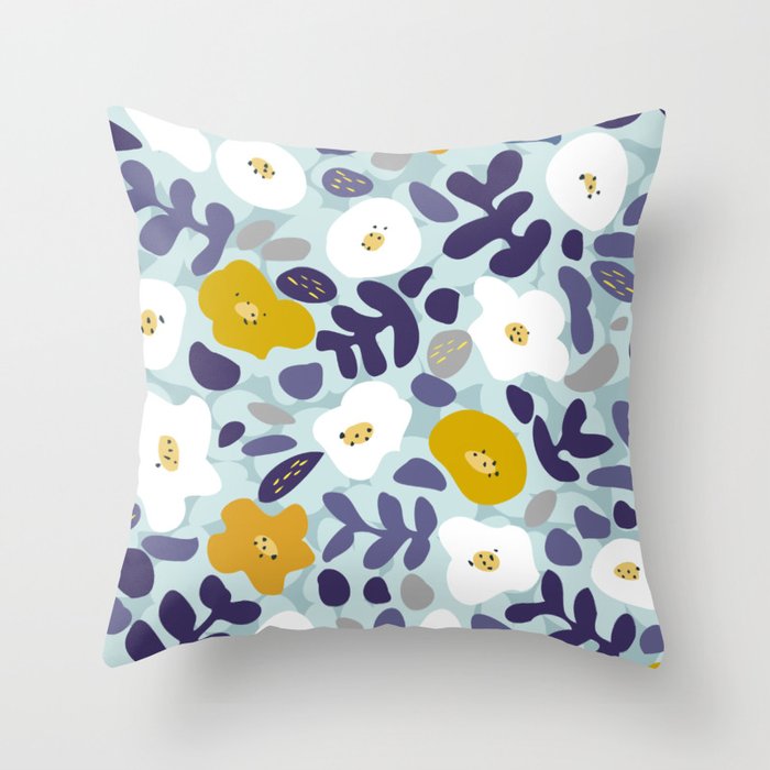 cooldown: blueshade floral pattern Throw Pillow