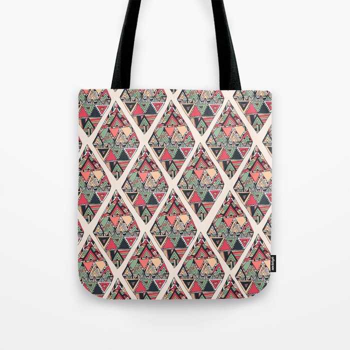 Ethnic | Boho Chic Abstract Triangle Diamond Shape Sketch Tote Bag