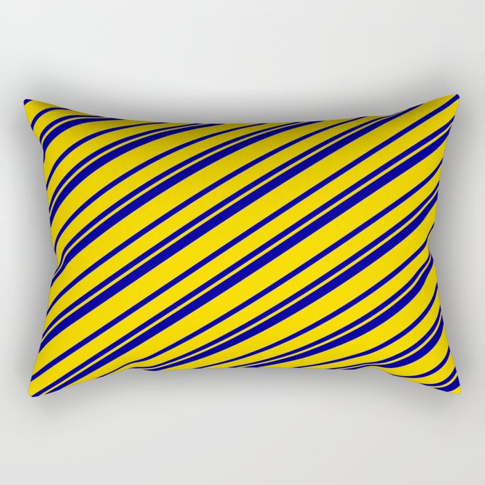 Dark Blue and Yellow Colored Lines/Stripes Pattern Rectangular Pillow