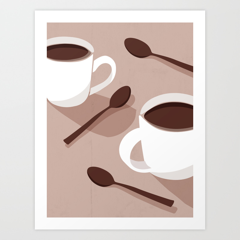 Coffee art print, Kitchen decor, Coffee cup, Coffee lover ...