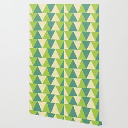 Moccasin, cadet blue, yellow green triangles Wallpaper