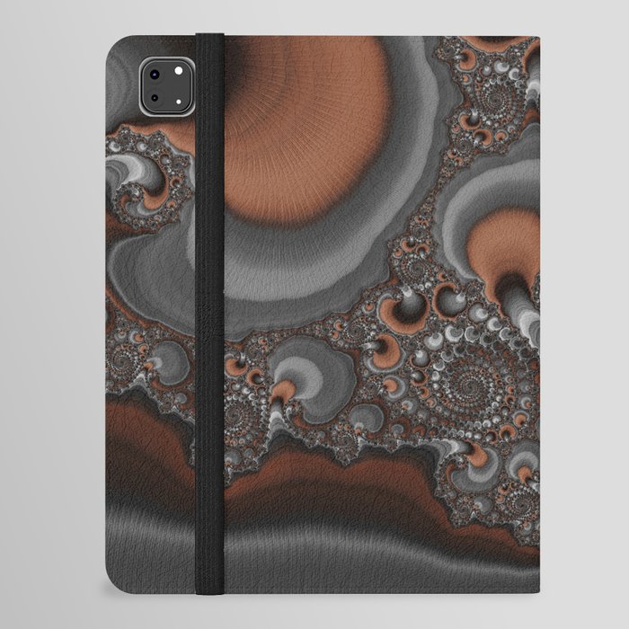 Fantastic Fractal Digital Art Copper Grey iPad Folio Case