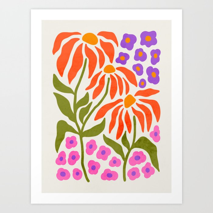 FOLIAGE 003: Orchid & Poppies | Flower Market Art Print