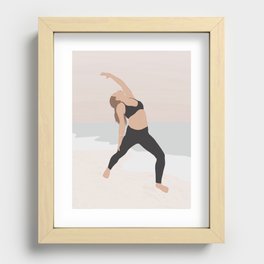 Yoga Gril Reverse Warrior Pose on the Beach Recessed Framed Print