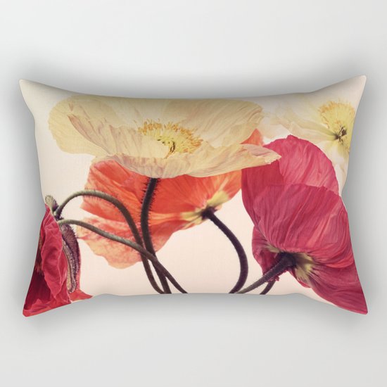 Posing Poppies - bright, vintage toned poppy still life Rectangular Pillow