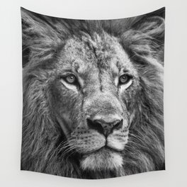 The Lion Portrait (Black and White) Wall Tapestry