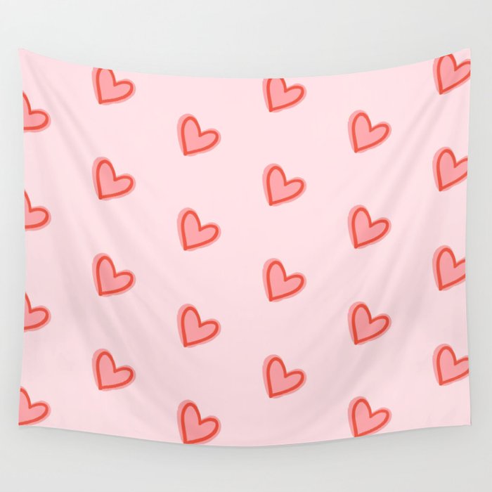 lover - pink hearts pattern Wall Tapestry