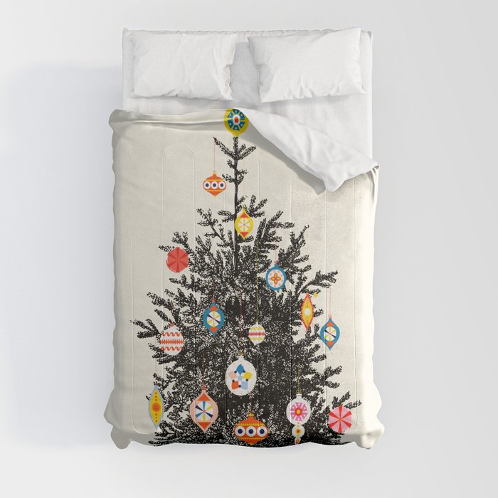Retro Decorated Christmas Tree Comforter