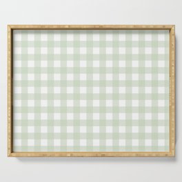 Green Pastel Farmhouse Style Gingham Check Serving Tray
